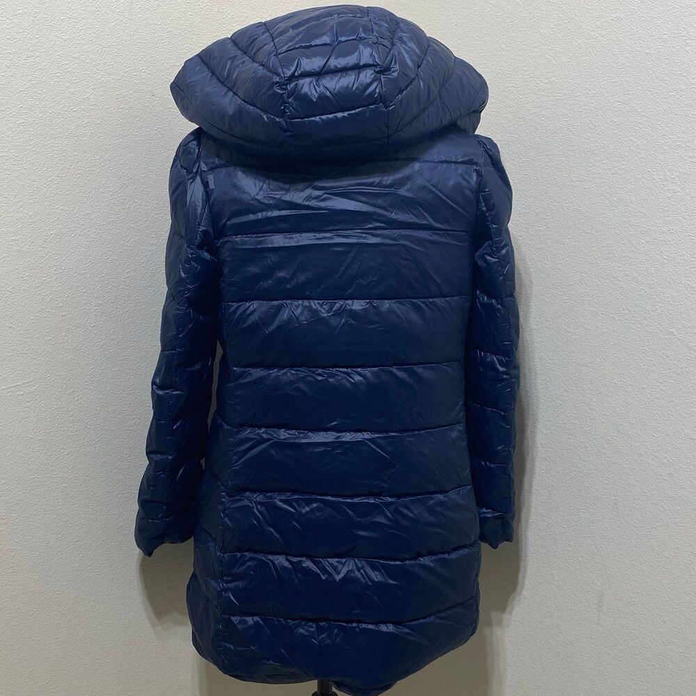 Kate Spade Coat Womens XS Faux Fur-trim Down Puffer Winter Warm Jacket In Navy - Picture 5 of 12
